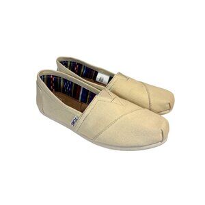 Toms Women's 6 Classic Alpargata Slip-On Shoes Cream Canvas Comfortable Casual